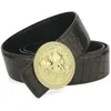 Cinturones de moda con hebilla redonda de Cobre dorado y León de alta calidad para hombre, correa de cintura informal de cuero genuino mxPt5082522