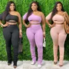 Женщины Сплошной цвет Ruched нарядах 2pcs набор осень-зима 4XL костюмы одно плечо Толстовки Flared Legging Jogger костюмы Sweatsuits DHL 3661