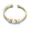 Pulsera de acero inoxidable 316l con cadena de eslabones para mujer en oro rosa con dije de cristal8058746