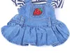 Pet Dog Jean Dress BlueBlack Paski Denim Dog Cat Sukienka Ubrania Strawberry Design Odzież Pet 2 Colour1