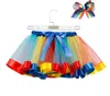 Baby meisje kleding boog hoofddeksels meisjes rokken prinses tutu rok regenboog baby meisje kleding kinderen partij baljurk kinderen rokken