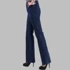 Printemps automne mère jean les personnes âgées pantalon droit femmes bleu couleur Demin grande taille taille haute Casual1