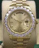 Relógios de luxo 41mm automático mecânico ouro branco maior diamante mostrador preto pulseira de aço inoxidável relógio de pulso masculino291j