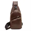 Sac pour hommes hommes sacs à bandoulière fronde poitrine Pack cuir matériel USB charge bandoulière sac à main solide fermeture éclair classique Style286t