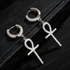 Fashion Gold Plated Bling CZ Prong Setting Cross Earrings for Girls Women Hip Hop Jewlery Nice Gift for Friend