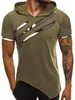 Men's T-Shirts 2021 Summer T Shirt Short Sleeve Fitness Hooded T-Shirt Irregular Hole Tops Casual Male Hoodie Tshirt Tee Homme