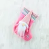 Pink Christmas Stocking Faceless Doll Flannel Christmas Hanging Decorative Stocking 4 pcs/set Pink Faceless Doll Decoration