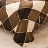 Bedding Sets 2021 Bed 4pcs Fannel Fabric Set Duvet Cover Sheet Pillowcase King Queen Size Brown Plaid Linen1818632