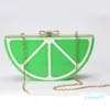 Designad vattenmelonform akryl citron kv￤llsp￥sar plast koppling party frukt kristall b￥ge handv￤ska diamant kvinnor messenger handv￤ska 256w