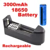 1x Rechargeable 18650 Battery 3000mAh 3.7V BRC Li-ion Battery for Flashlight Torch Laser + 1x Smart Charger