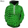 Padrão CLOOCL Verde Snakeskin Hoodies 3D Imprimir Streetwear Tops Hip Hop Hoodie Sudadera Hombre Homens Mulheres Hoodie Treino