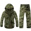 Camouflage costume veste pantalon ensemble hommes Sharkskin chasse en plein air Ghillie costume sniper camo camping imperméable polaire douce jacket1