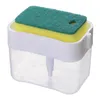Distributeur manuel de pompe à savon en plastique avec presse à main, plateau porte-éponge pour lave-vaisselle, accessoires d'évier, fourniture de gadgets de cuisine