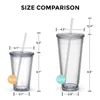 Classic Insulated Tumblers 16 oz. Double Wall Acrylic 4 pack / lot Straw Type Water Bottles Clear Drinking Cups Y200330