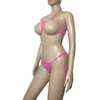 ピンクアニメセクシーな女性オープン胸ビキニ水着ランジェリーセットカプレスブラジャートップトン日本の女子高生ベビードールアンダーウェア2454