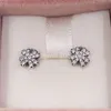 Andy Jewel Authentic 925 Sterling Silver Studs Radiant Clovers Stud Earrings Fits European Pandora Style Studs Jewelry 297944CZ
