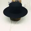 Stingy Brim Hats Wool Felt Black Hat For Women Pearls Cloche Fedora Wide Winter Ladies Party Boater Fashion