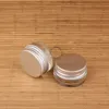 Promotion 12PCS/lOT Glass 5g Cream Jar with Aluminum Lid 1/6OZ Women Cosmetic Eye Cream Container 5ml Small Pot Eyeshadow Vial