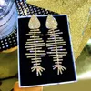 Osobowość Kolczyki Srebrne złoto Planed Crinestone Fish Bone For Girls Prezenta