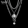 Spark Punk Stainless Steel Round Bead Elizabeth Pendant Necklace Multilayer Detachable Chain Necklaces For Women Men Party Gift16604959