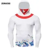 Herbst Neue Men039s Mit Kapuze mit Maske Enge Langarm Fitness Radfahren Jogging Sportswear Quickdry Kompression T-shirt hoodies 2098561