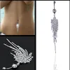 Rostfritt stål Diamond Tassel Belly Ring Fashion Sexig Crystal Pierced Navel Bell Button Ringar Kvinnor Mode Smycken