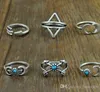 Ringen Sets Bohemian Style 6 stks / PCK Ringen Arrows Moon Lucky Rings Set voor Dames Party Silver Ring