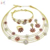 Yulaili Dubai Gold Jewelry Set for Women Party Flower Shape Crystal Necklace Earrings Armband Ring Wedding Bridal Jewellery6050757