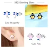 Authentic 925 Sterling Silver Earrings Insect Honey Bee Animal Dog Cat Stud Earrings for Women Girls Kids Fashion Jewelry Gift1114673