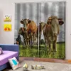 Photo cow curtains indow Blackout Luxury 3D Curtains set For Bed room Living room Office personality curtains