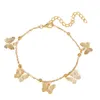 Hot Foot Smycken Temperament Hollow Butterfly Double Diamond Tassel Foot Chain Rose Gold Anklet Gold