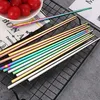 Pure Color 304 Stainless Steel Chopsticks Simple Style Tableware Hotel Kitchen Travel Dinnerware Supplies 4 Colors