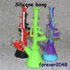 11 "Shisha Hookah Glass Dab Rig Silicone Bong Water Pipe With Glass Bowl Portable Hookahs Unbreakble Food Grad