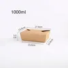 Einweg-Lunchboxen aus Kraftpapier zum Mitnehmen, faltbar, rechteckig, zerreißbar, A02