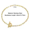 2020 New Minimalist Gold Plated Paperclip Chain Plain Circle Bar Necklace Stainless Steel Chain Necklace for Women