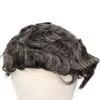 Nyaste 40 grå mänskliga hår Mens Toupee Indian Remy Hair Replacement System 6 Inch Curly Toupee For Men French Lace Hairpiece1062145