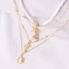 Collana multistrato di gioielli di moda calda Collana con pendente in noce di cocco con conchiglia di stelle marine in metallo con argilla polimerica