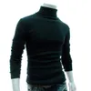 Autumn Men Solid Color Turtle Neck Long Sleeve Sweater Slim Knitted Pullover Top