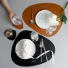 Leather Coasters Table Mat Heat Insulation Non -Slip Waterproof oilproof Brief Placemats Bowl Coaster Kitchen Tableware Pad Placemat