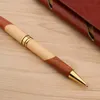 luxury Metal wood Ballpoint Pen Double color together gold ink signature ball pen piece Clip Stationery Office school supplies1