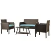 SHip From USA FAST UPS SHIPPING 4 Piece Rattan Sofa Seating Group with Cushions, Outdoor Ratten sofa WF190610AAC