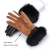 Gants en cuir véritable pour femmes d'hiver de qualité de luxe Gants en cuir de mouton véritable chauds pour femmes avec une très grande fourrure