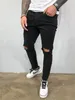 Nya magra jeans män streetwear förstörde rippade jeans homme hiphop trasiga modis manlig blyertscyklistplåstren för mens328v