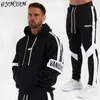 Mäns Tracksuits Mens TrackSuit Streetwear Casual Suit Hoodie Plus Byxor Jogger Utomhus Mode Kläder Sportkläder