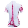 Weimarstar França equipe mulheres ciclismo jersey rosa torre Eiffel bicicleta roupas estrada mtb bicicleta camisa ropa ciclismo1