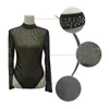 Sexy Gold Diamond Sheer Mesh Bodysuit Women Long Sleeve Turtleneck Autumn Outwear Body Tops Tee Party Club Jumpsuit Rompers T200812