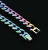 Wholesale Rainbow Color Mens Hiphop Stainless Steel Cuban Chain Jewelry Hip Hop Necklace