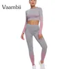 Ropa de entrenamiento activo de 2 piezas sin costuras, conjunto de Yoga para mujer, mallas deportivas, conjuntos de gimnasio, trajes de mujer, chándal rosa