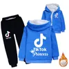 Hot Sale TikTok Barnens Cardigan Långärmad Zipper Velvet Trucker Tik ToK Boy / Girl Set Teen Kids Winter Sweatshirt Hooded Coat