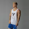 Летней новой Мода Нового Бодибилдинг Фитнес Printed Vest Mens Сыпучих дышащие без рукавов рубашки Большого размера верхней части бака мужчина